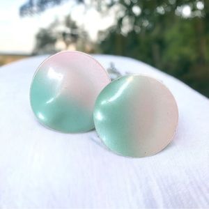 Pink & mint ice cream clip on vintage earrings